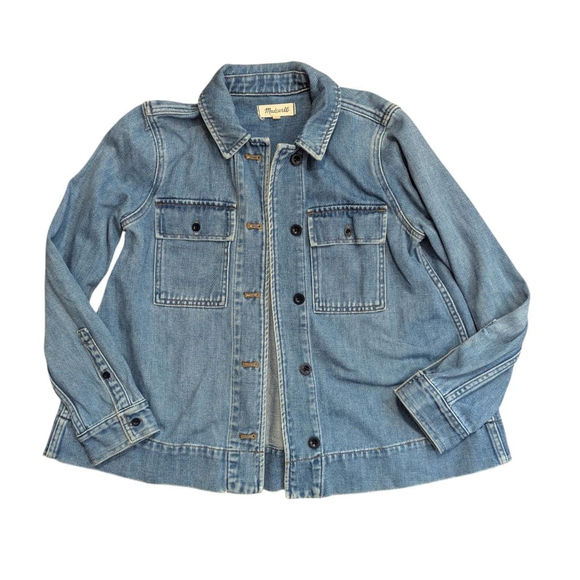 Madewell Northward Cropped Military Denim Jacket XS - Picture 2 of 9